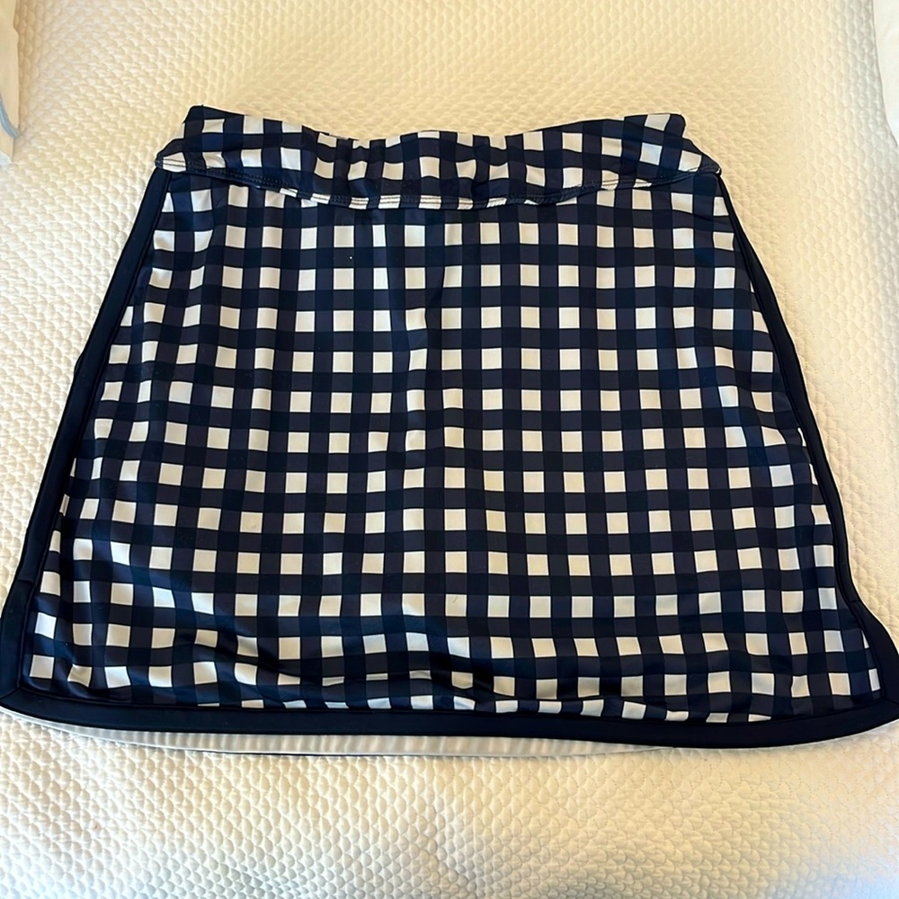 White and Navy 14 Inch Elena Tennis Skirt
